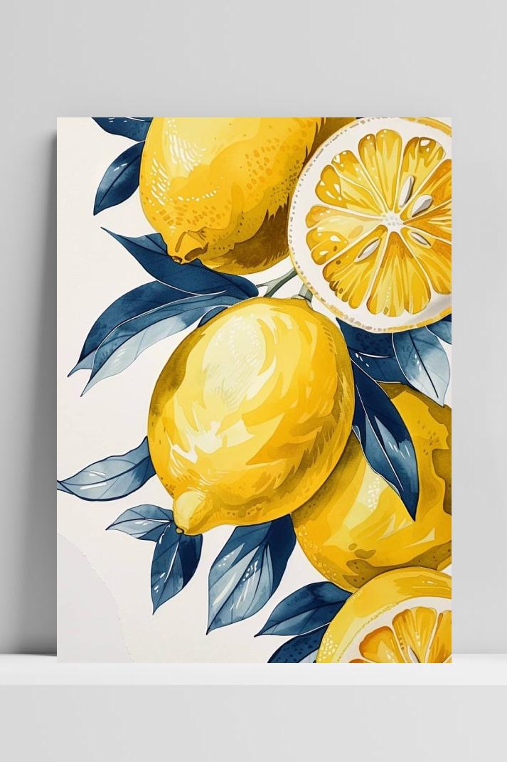 Citroenen Aquarel op 3mm aluminium dibond
