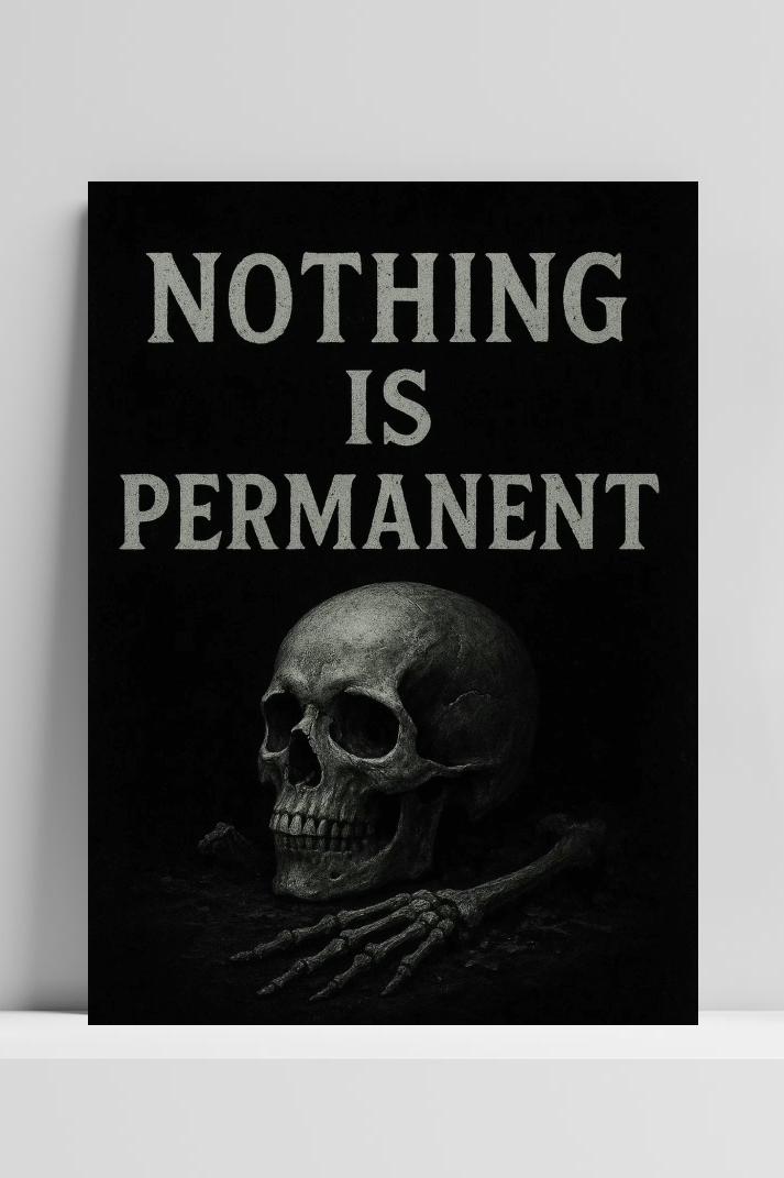 Nothing Is Permanent Text B&W op 3mm aluminium dibond