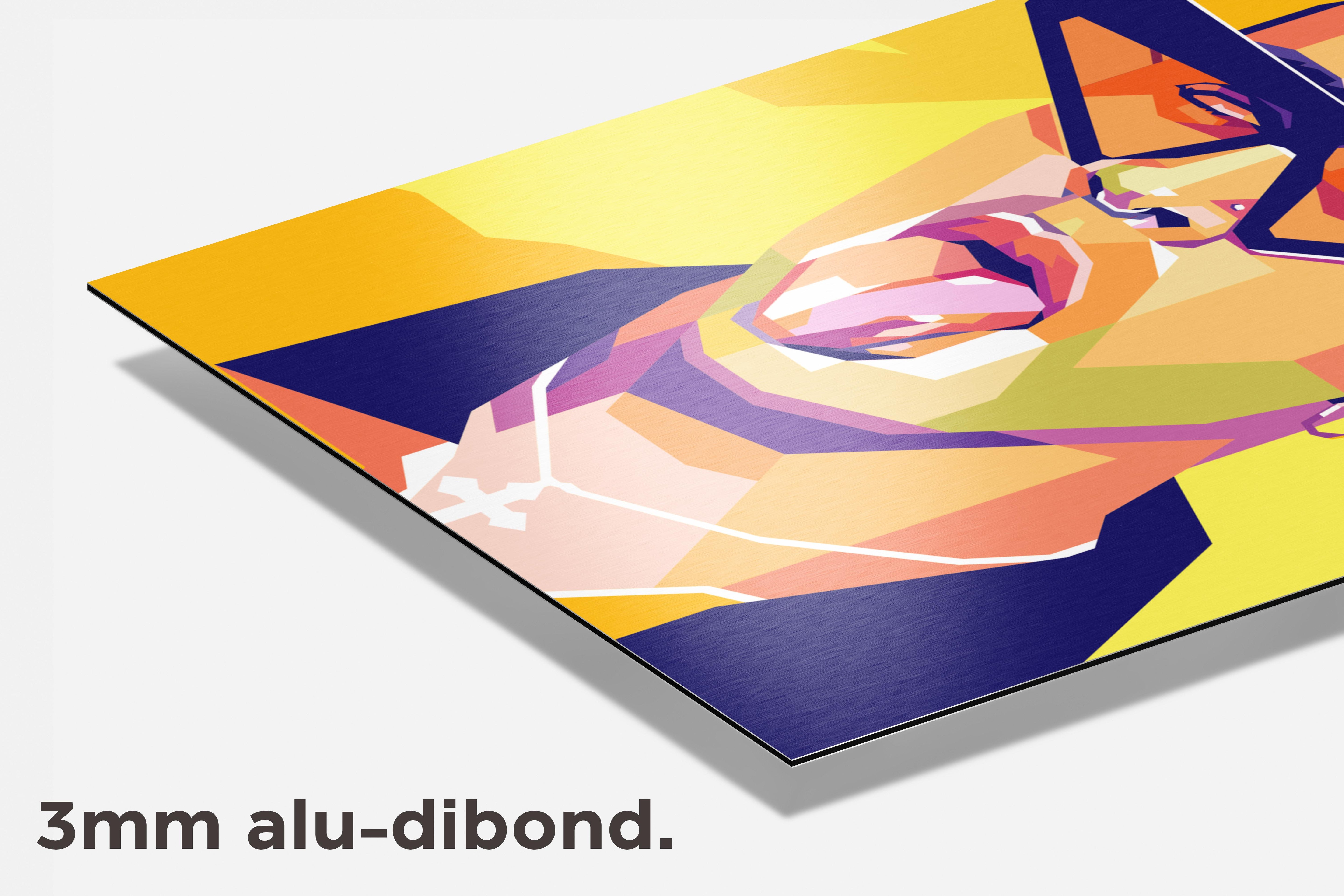 Bad Bunny Geel dibond detail