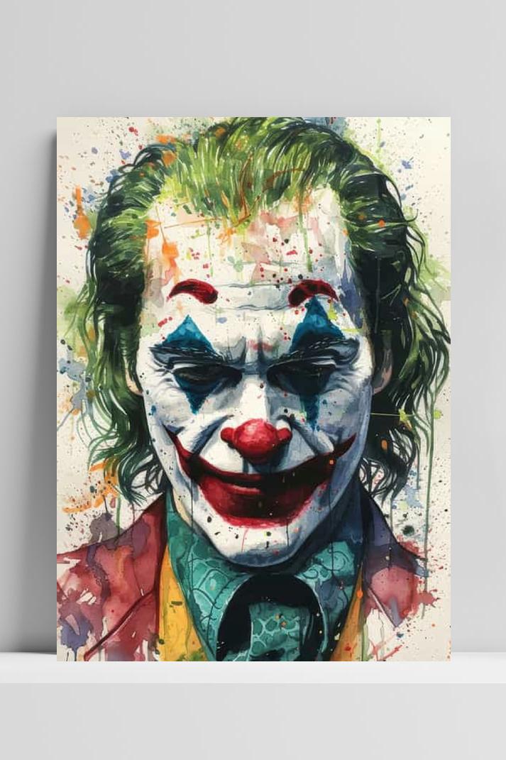 Joker Aquarel op 3mm aluminium dibond