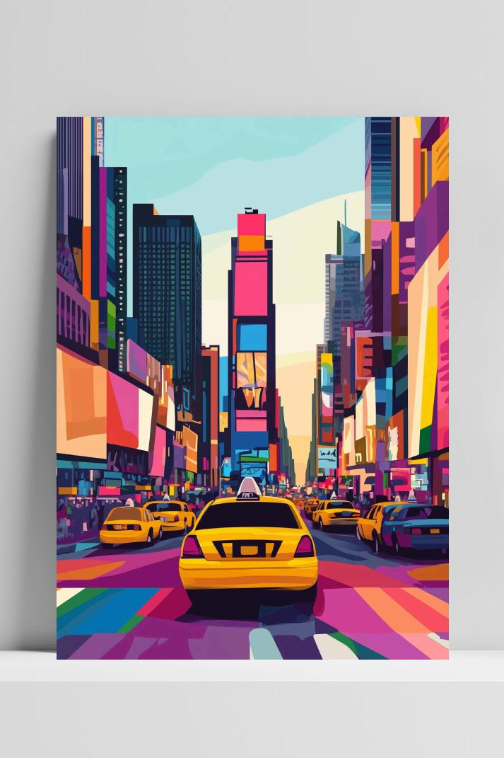 Times Square New York op 3mm aluminium dibond