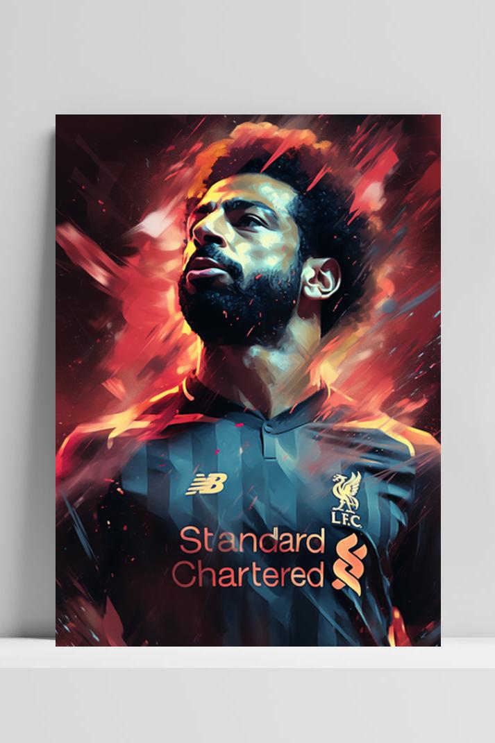 Mo Salah Rood Abstract op 3mm aluminium dibond
