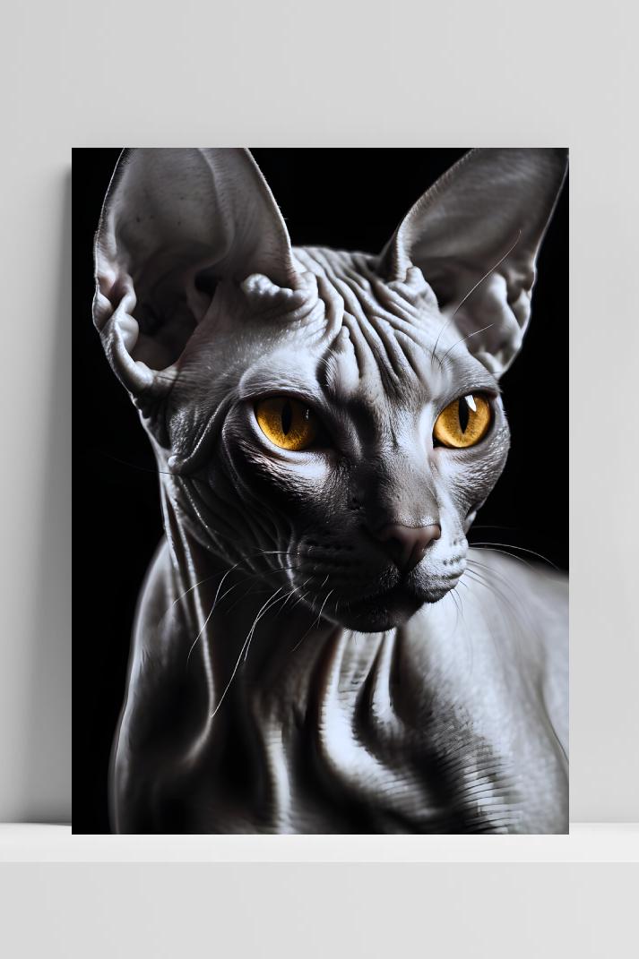 Naaktkat Geel op 3mm aluminium dibond