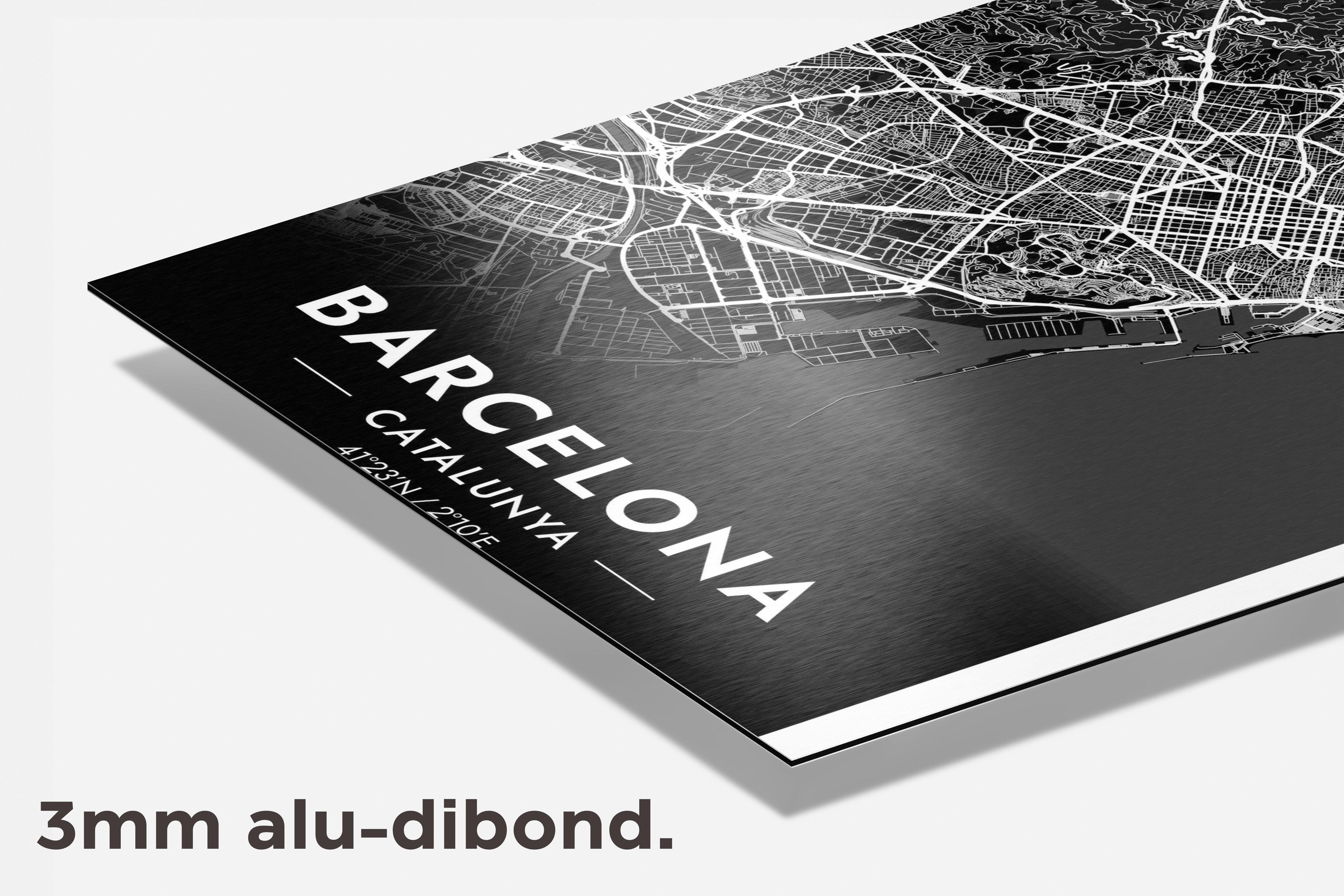 Barcelona Map dibond detail