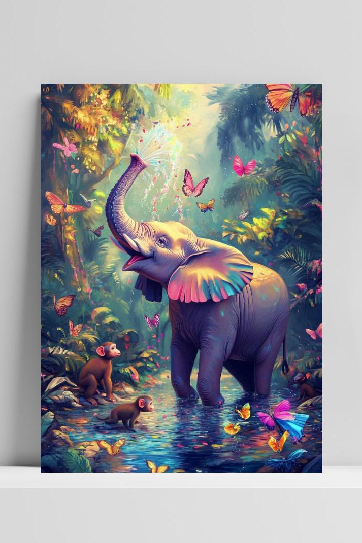 Olifant Natuur op 3mm aluminium dibond