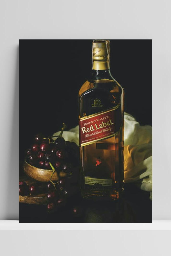 Red Label Drank op 3mm aluminium dibond