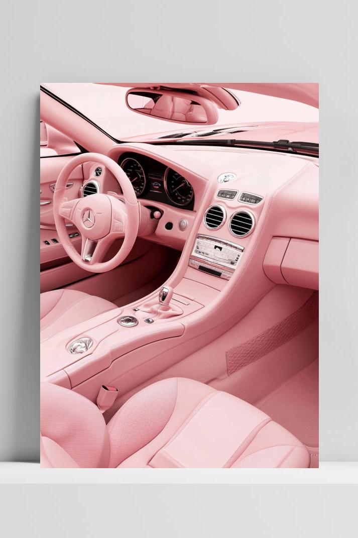 Mercedes Roze op 3mm aluminium dibond