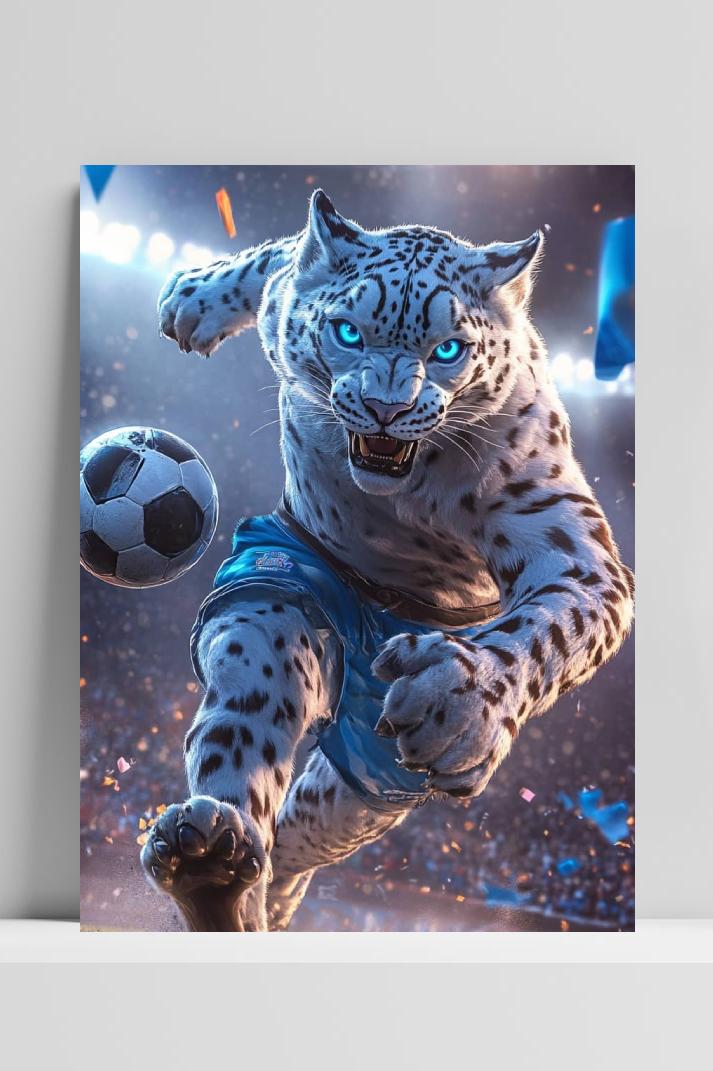 Tijger Voetbal op 3mm aluminium dibond