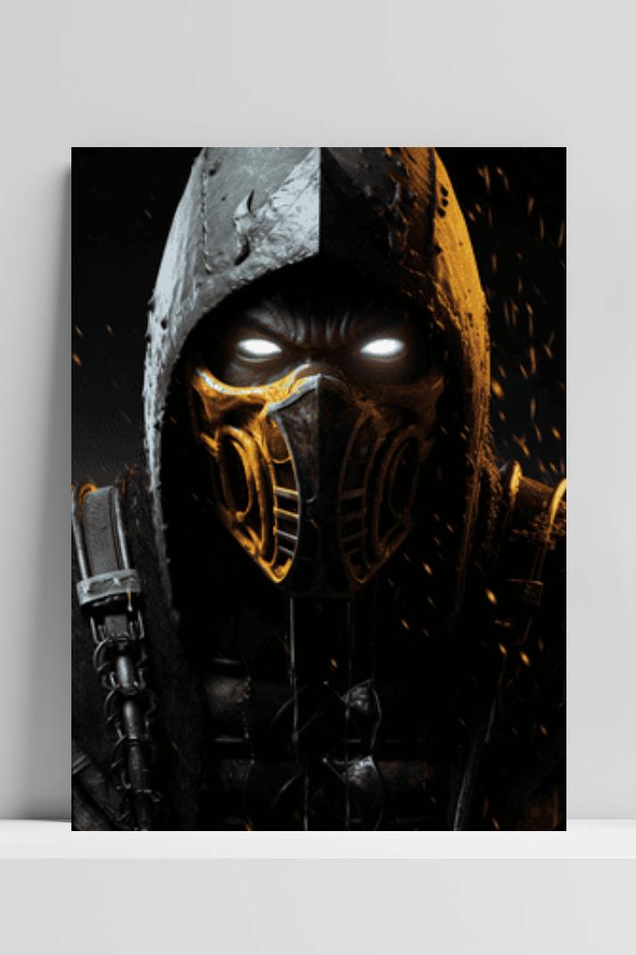 Scorpio Mortal Kombat op 3mm aluminium dibond