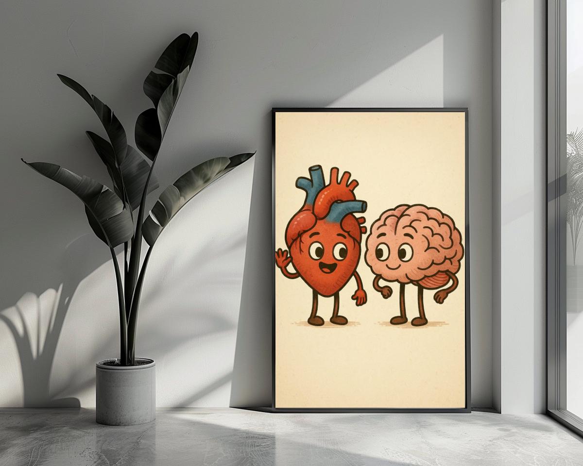 Heart Brain Cartoon poster van 25 Artstreet