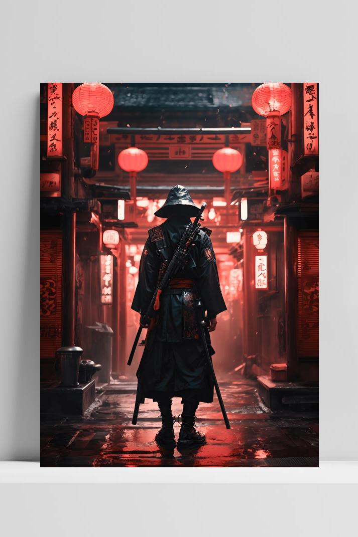 Samurai Osaka op 3mm aluminium dibond