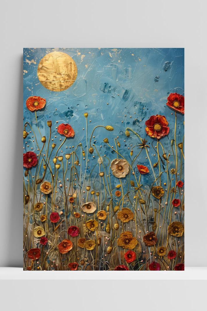 Klaproos Bloemen op 3mm aluminium dibond