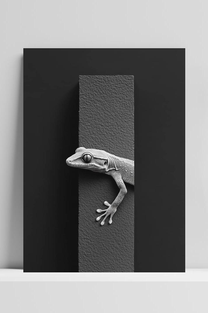 Gekko op 3mm aluminium dibond