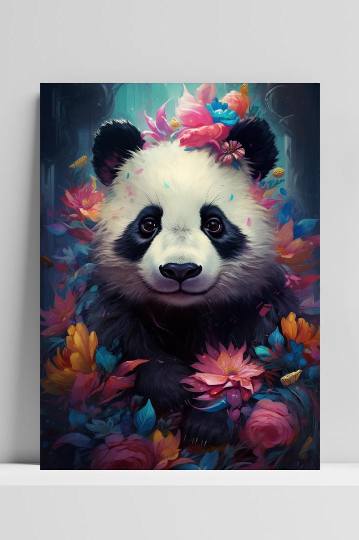 Panda Bloemen op 3mm aluminium dibond