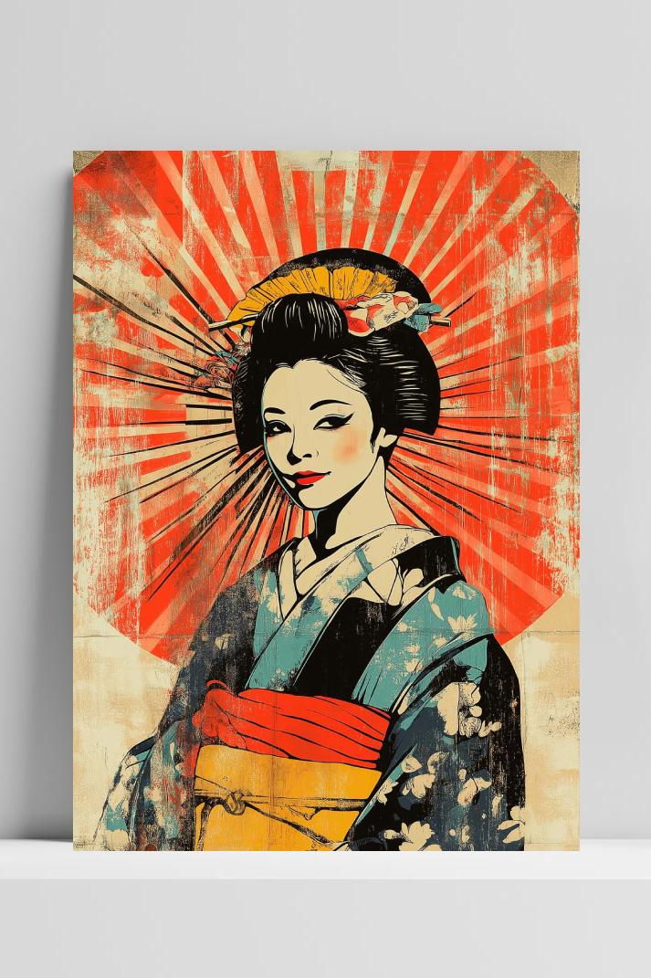 Geisha Vintage op 3mm aluminium dibond