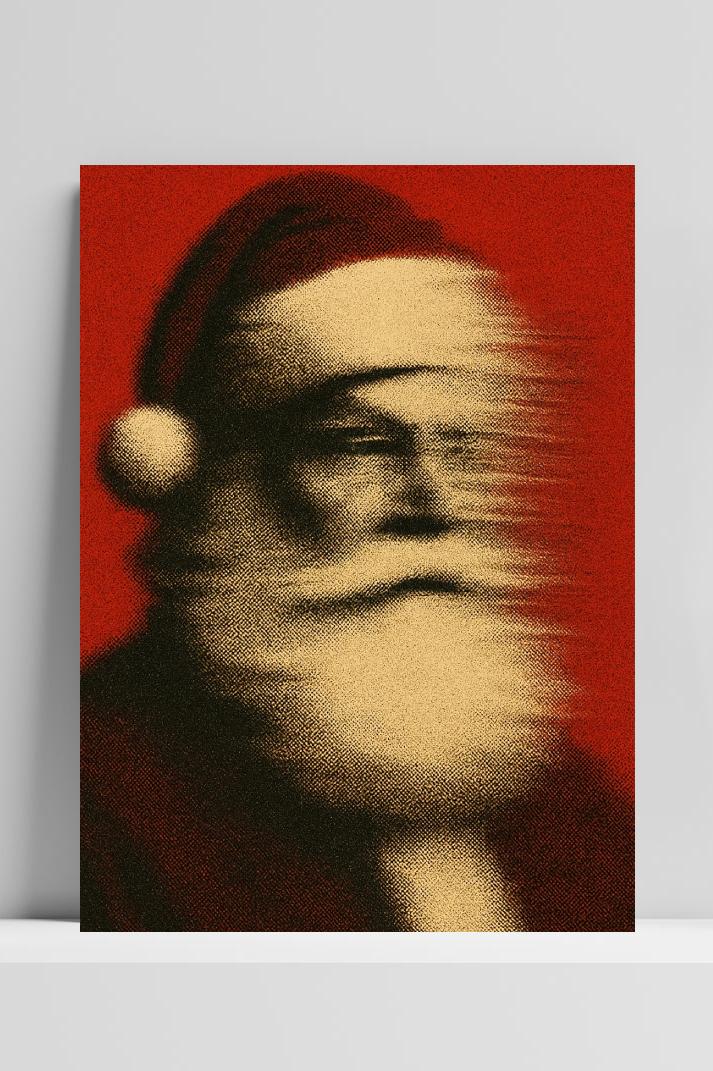 Santa Claus Christmas Pop Art Blur op 3mm aluminium dibond