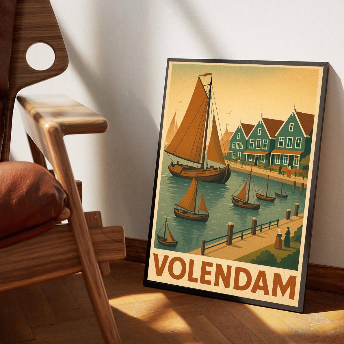 Volendam Text Vintage poster sfeerbeeld 3