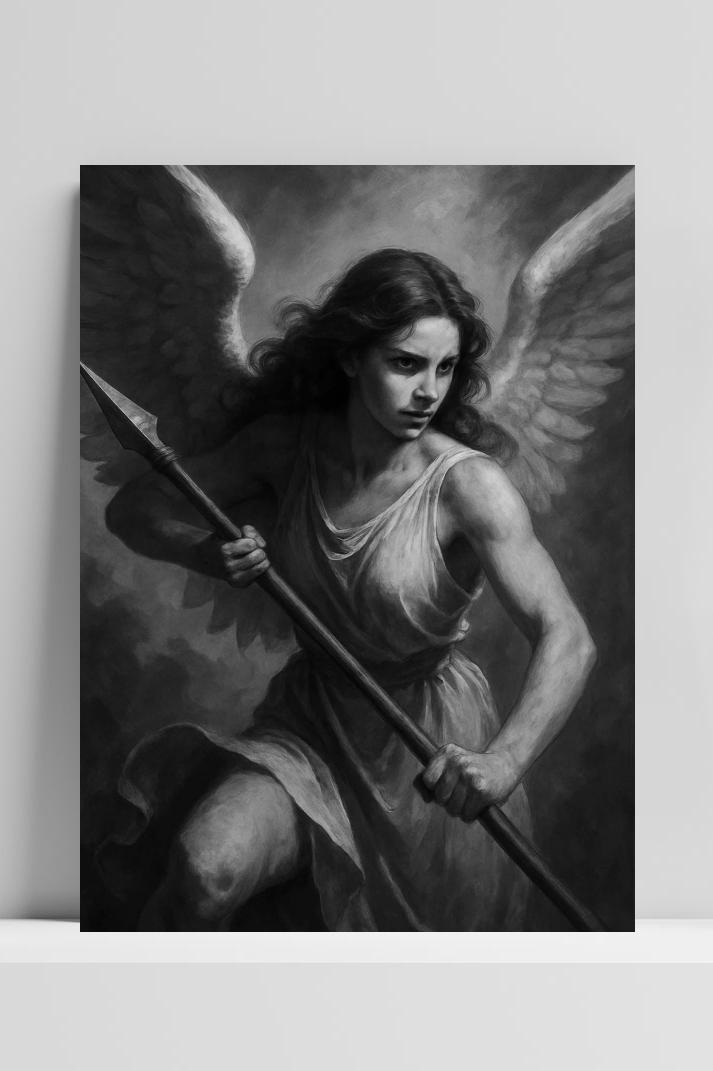 Angel Warrior B&W op 3mm aluminium dibond