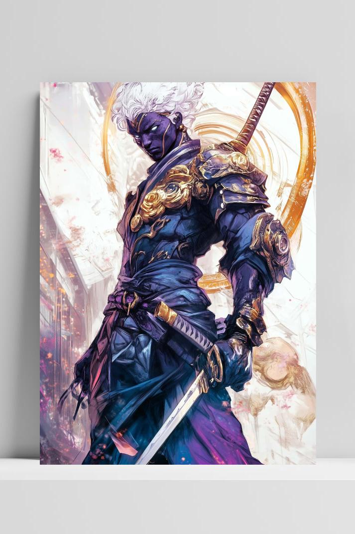 Fantasy Warrior op 3mm aluminium dibond
