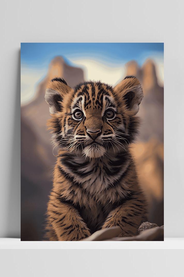 Simba Baby Tijger op 3mm aluminium dibond