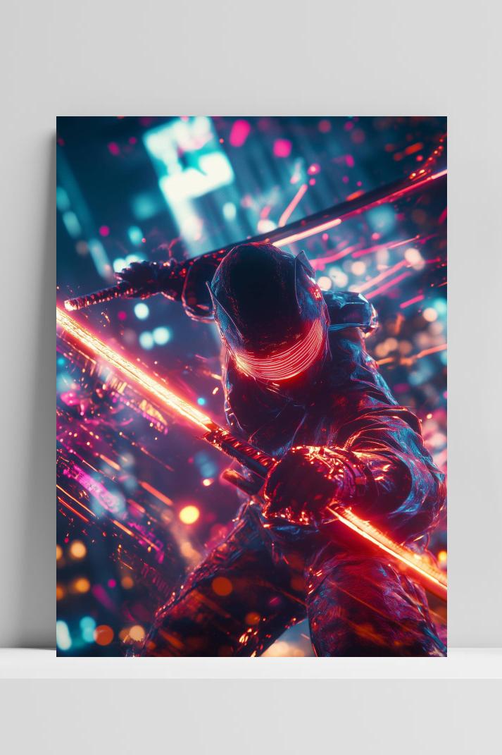 Neon Ninja op 3mm aluminium dibond