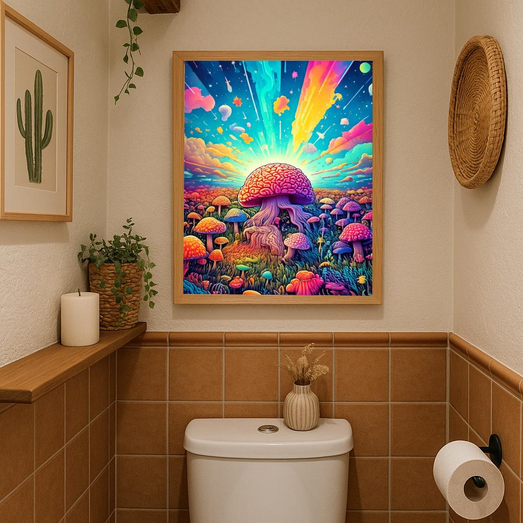 Psychedelic Mushroom Field poster sfeerbeeld 2