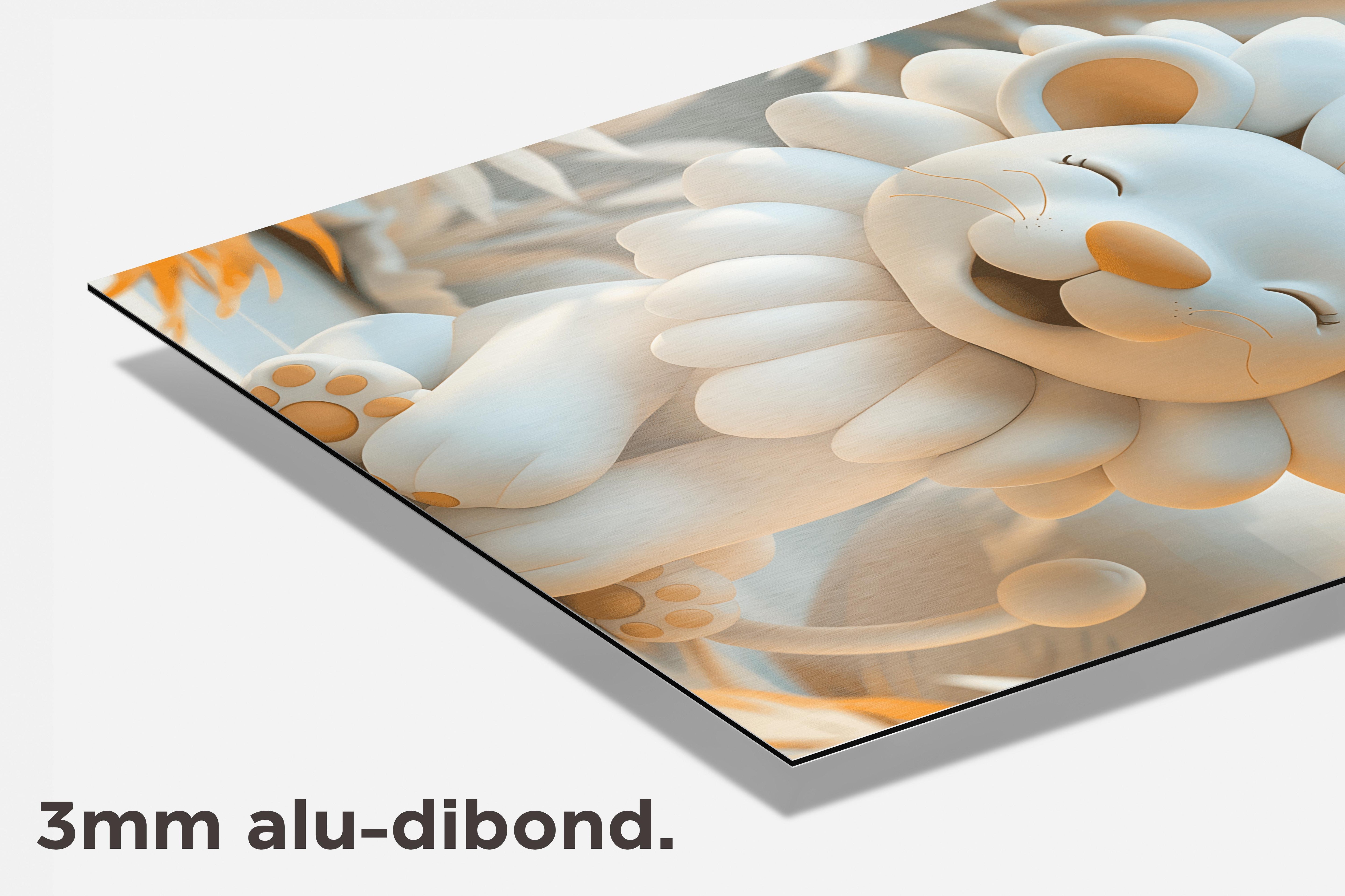 Witte Babyleeuw dibond detail