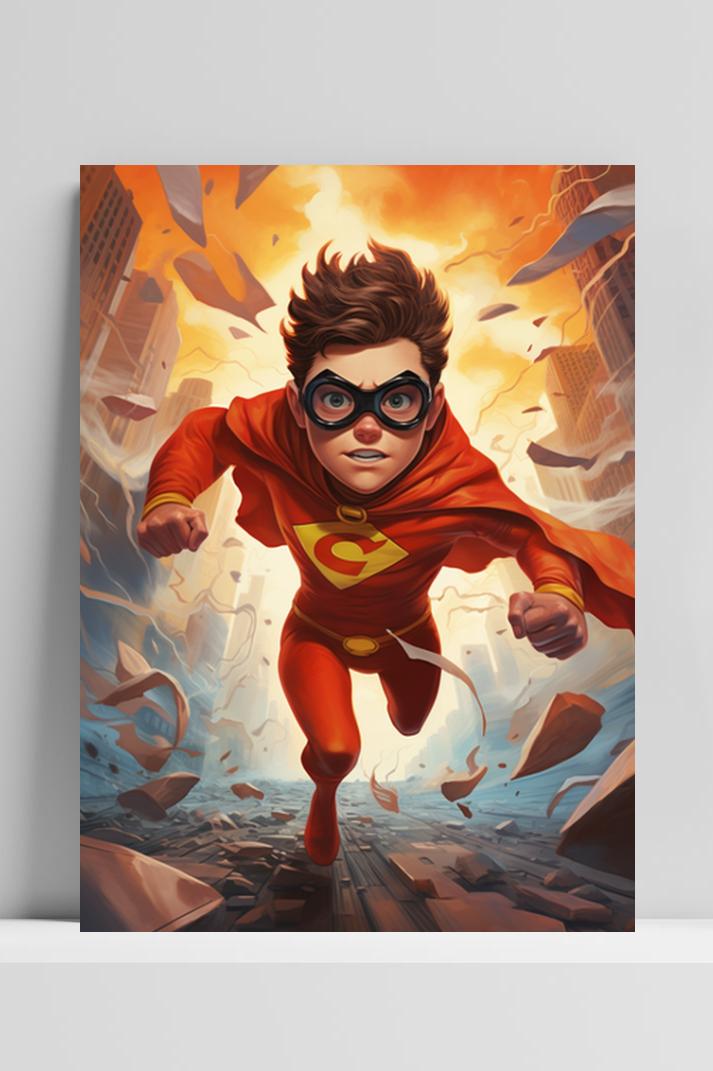 Kinder Superheld op 3mm aluminium dibond