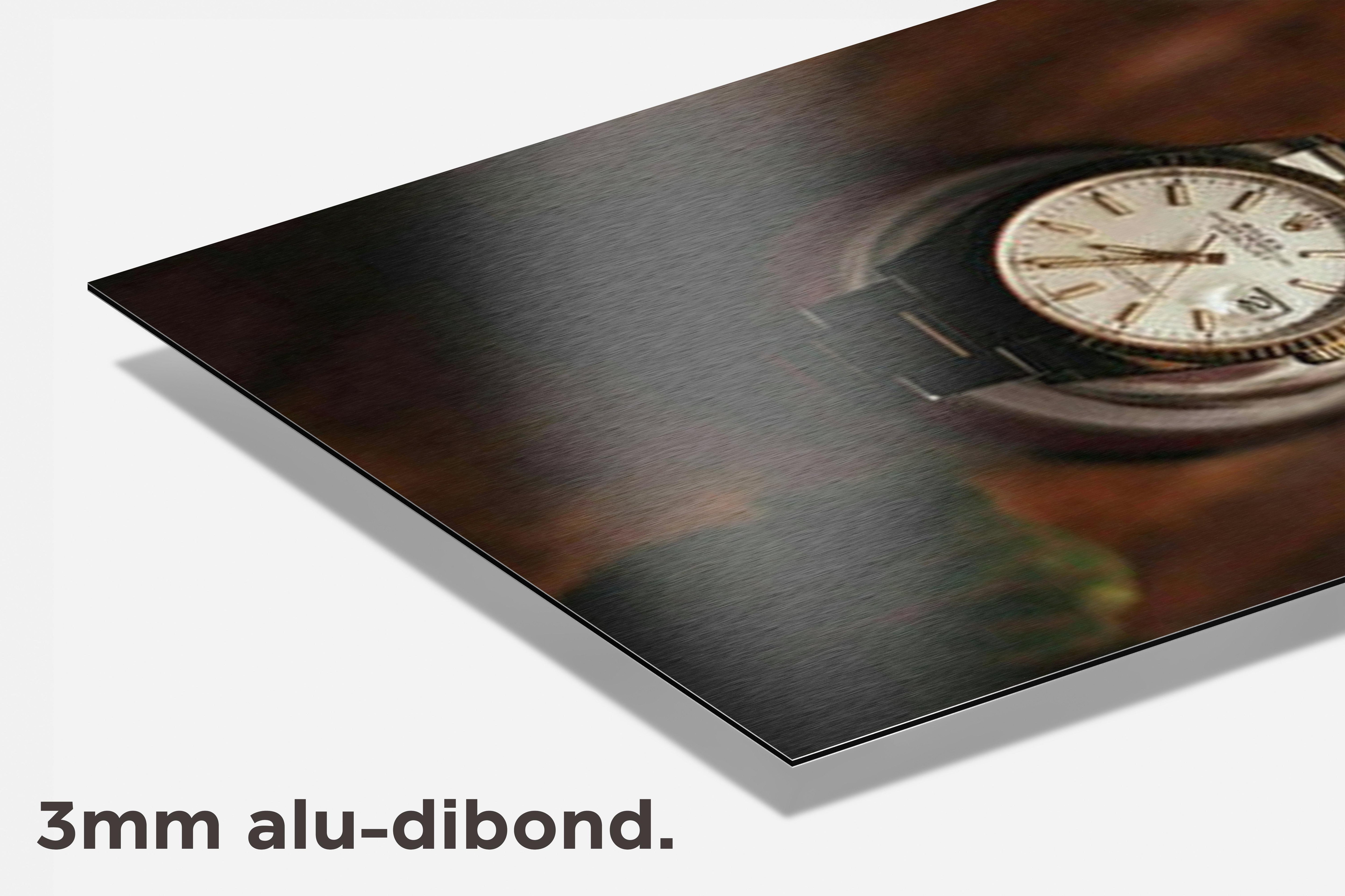 Rolex in Houder dibond detail