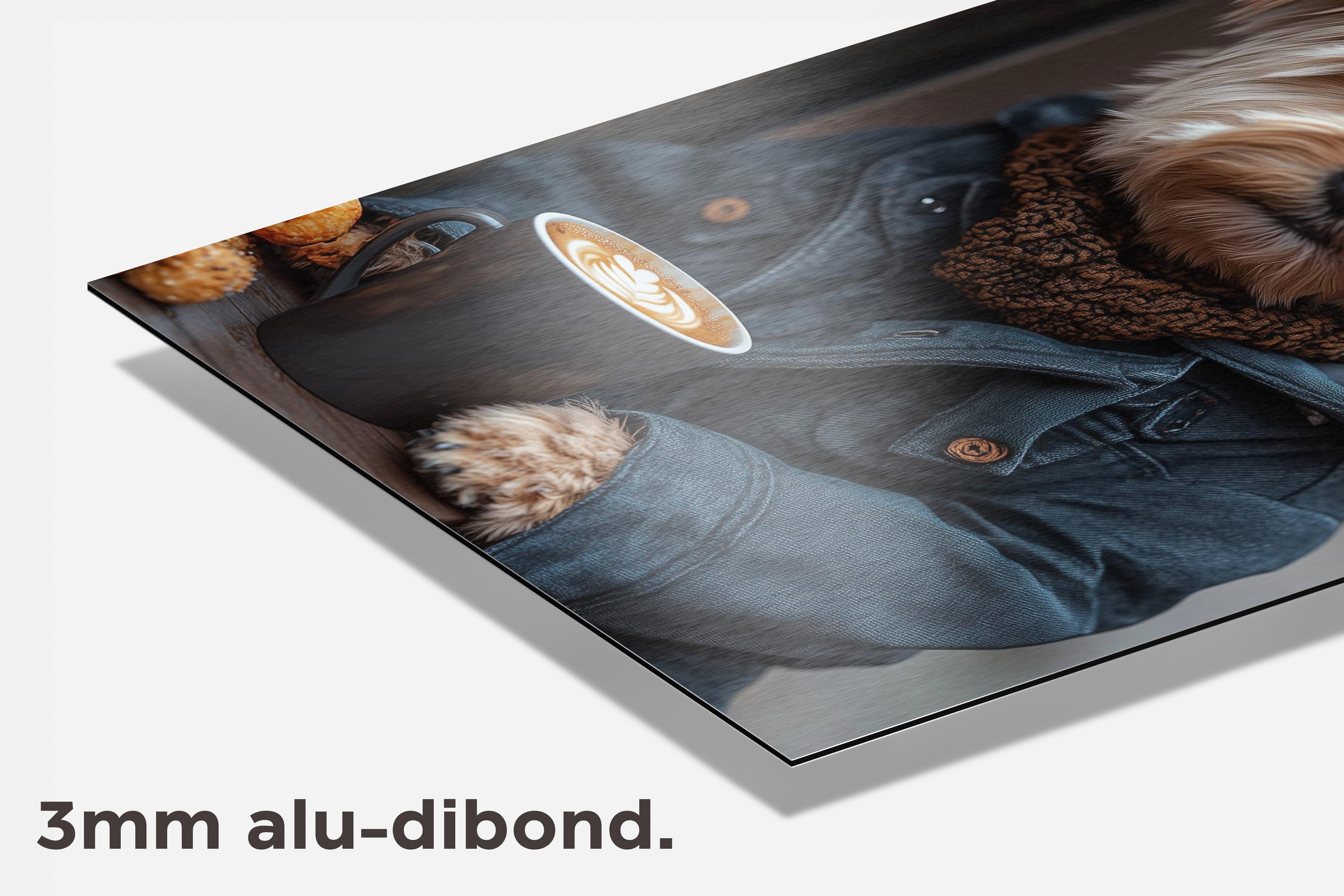 Hond Koffie dibond detail