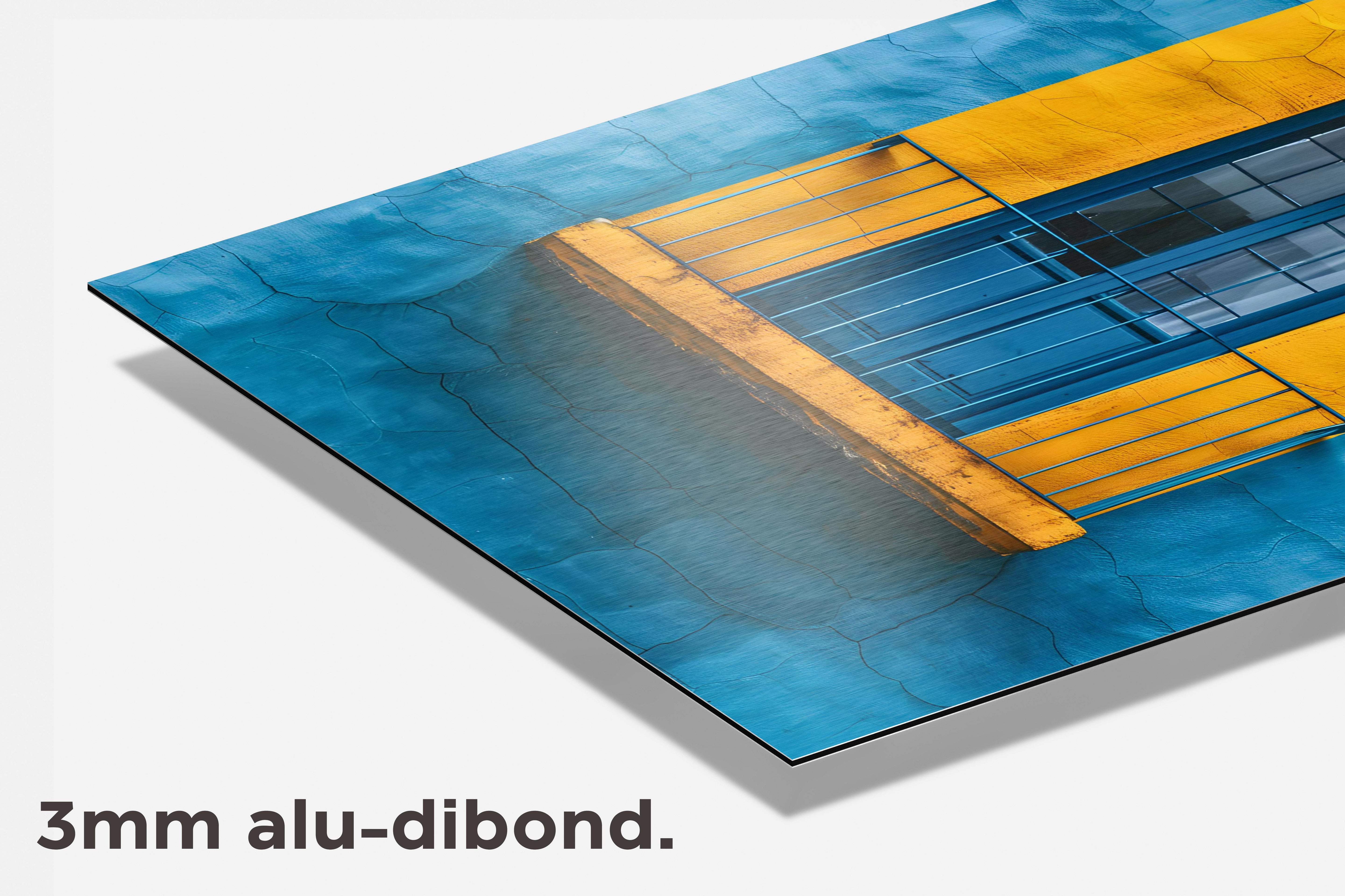 Balkon Blauw Geel dibond detail