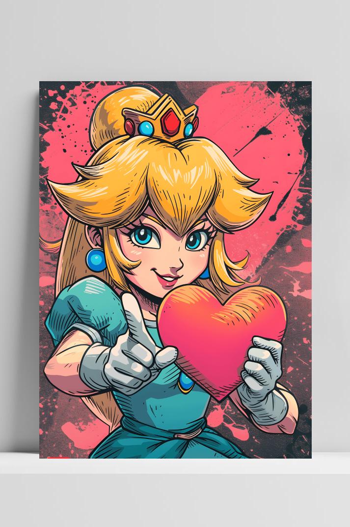 Prinses Peach Hart op 3mm aluminium dibond