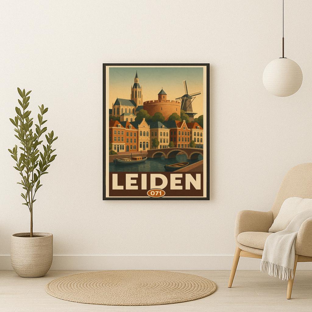 Leiden Netherlands Vintage Text poster sfeerbeeld 2