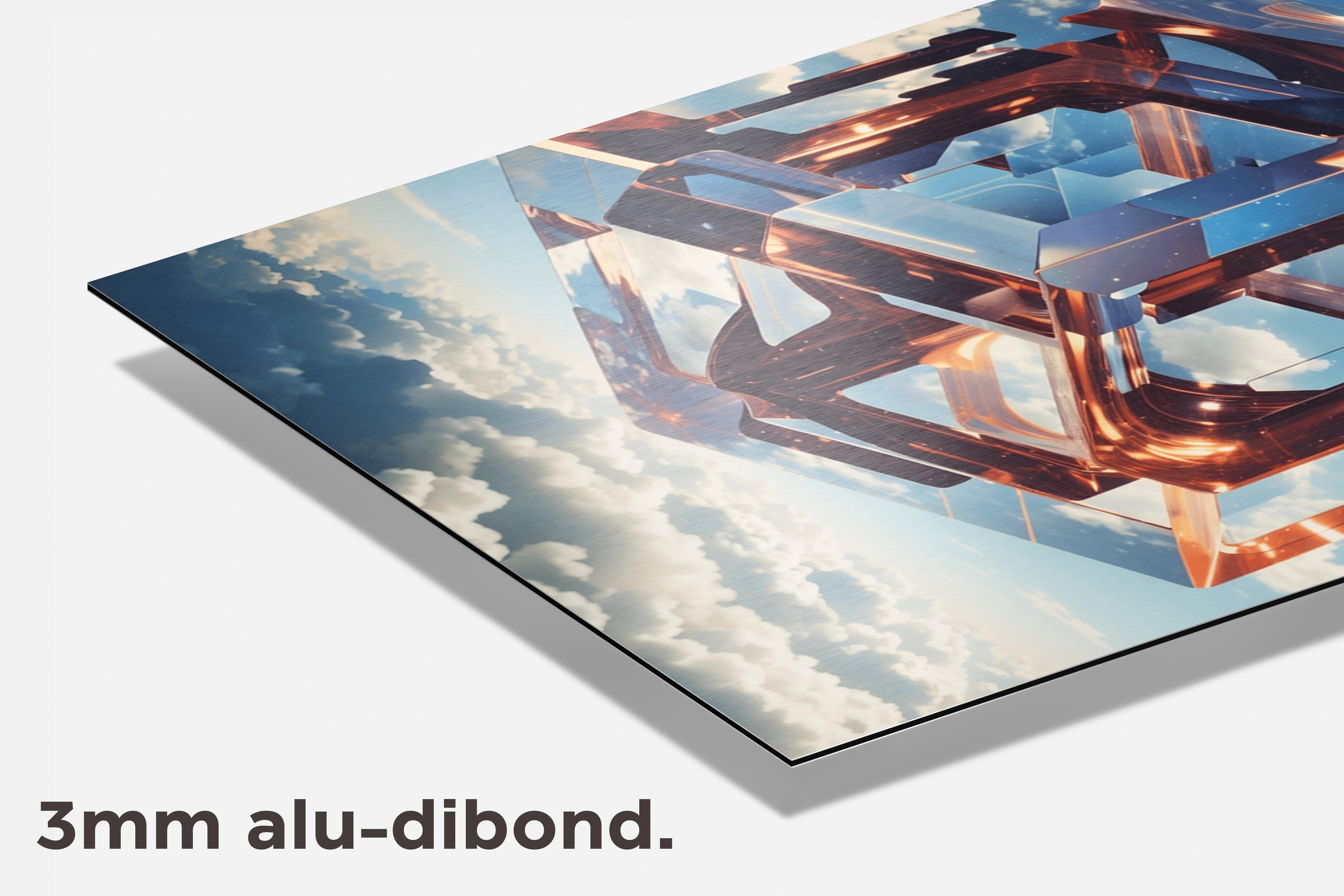 Kubus in Lucht dibond detail