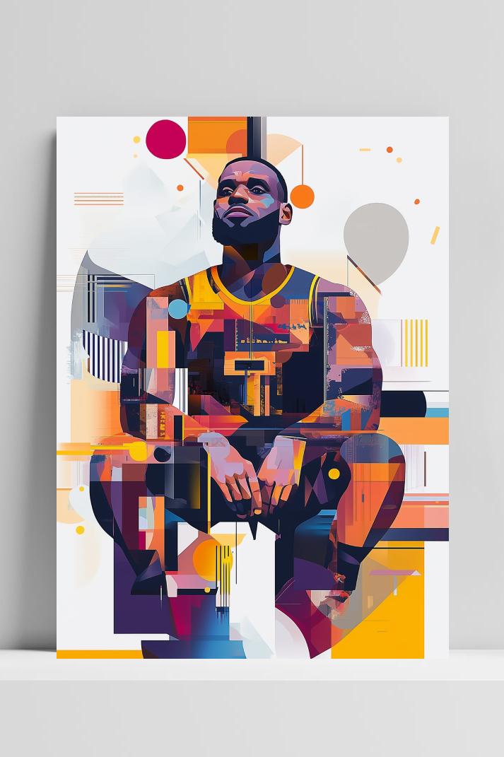Lebron James Abstract op 3mm aluminium dibond