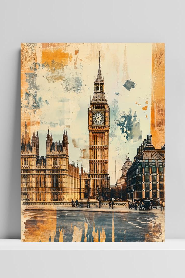 Europe Landmarks Big Ben op 3mm aluminium dibond