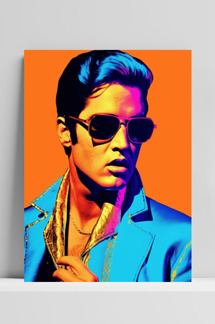 Elvis Presley Oranje op 3mm aluminium dibond