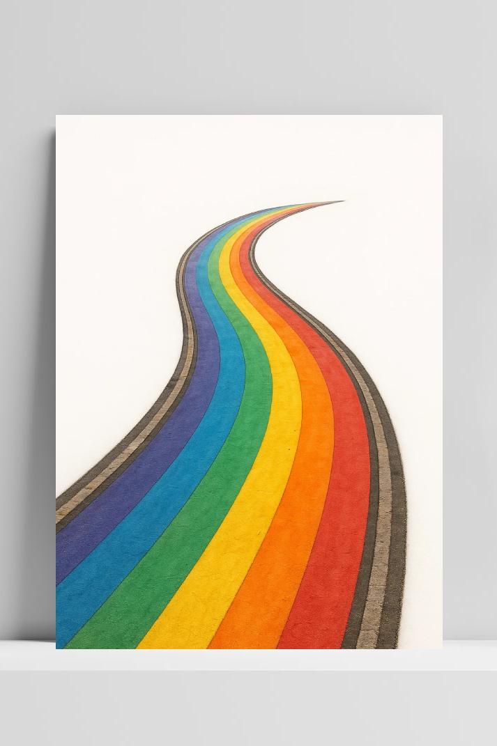 Rainbow Road op 3mm aluminium dibond