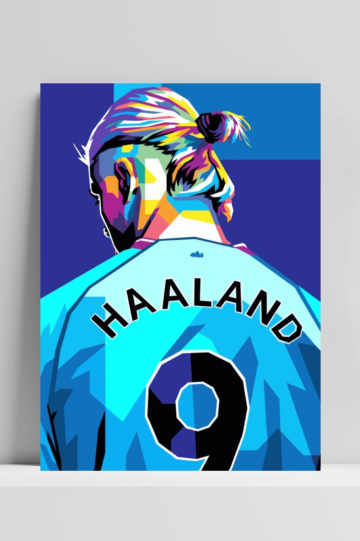 Erling Haaland Pop Art op 3mm aluminium dibond