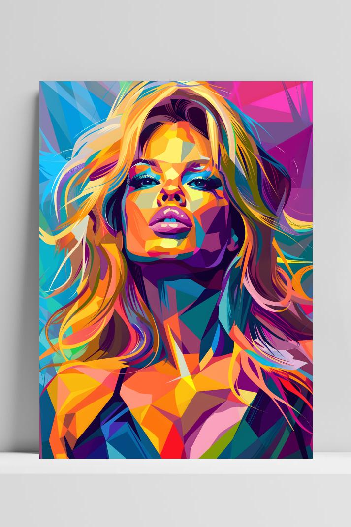 Pamela Anderson WPAP op 3mm aluminium dibond