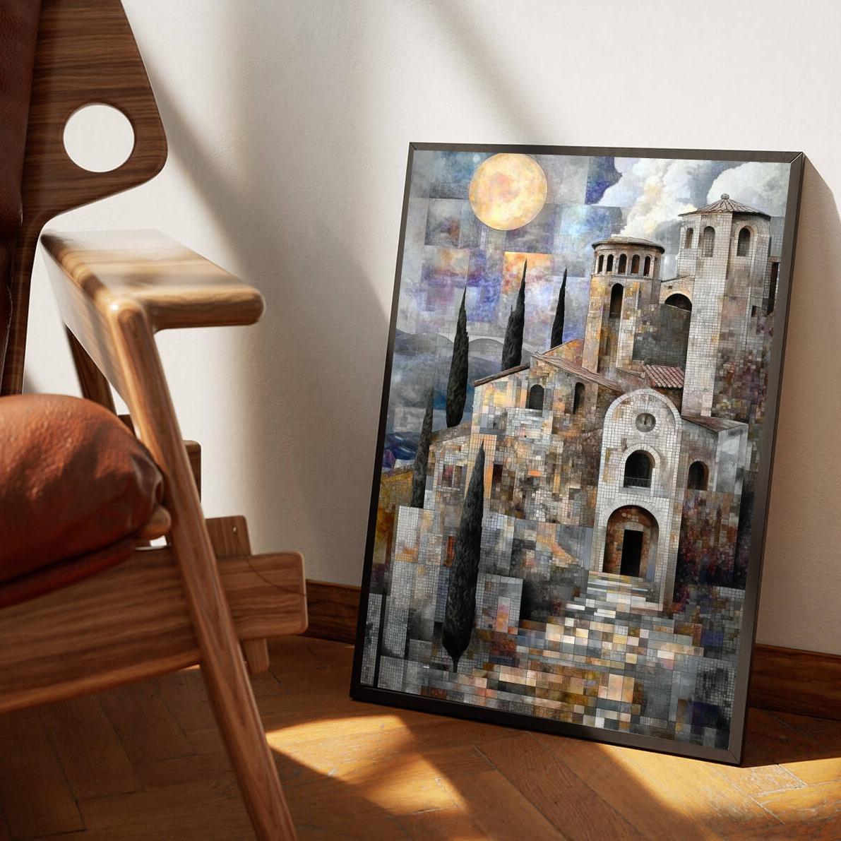 Greek CIty Cubism en un interior