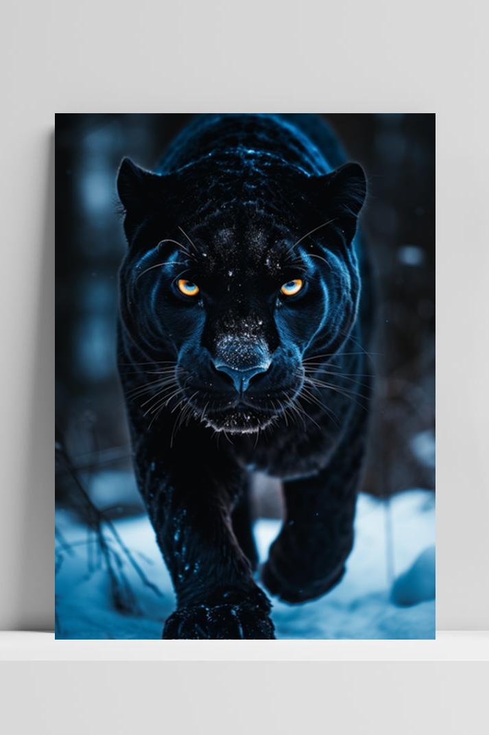 Zwarte Panther op 3mm aluminium dibond