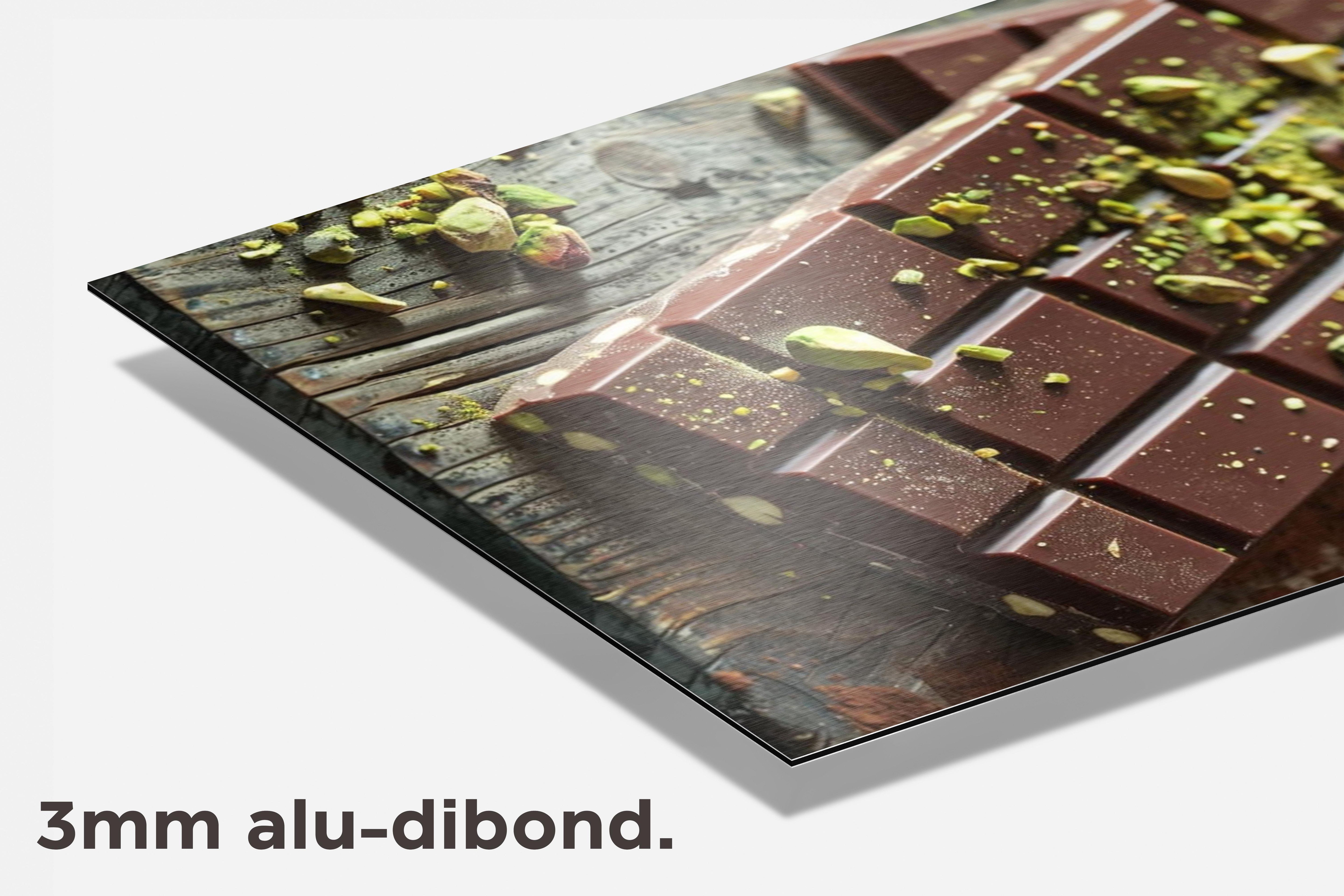 Pistache Dubai Chocolade dibond detail