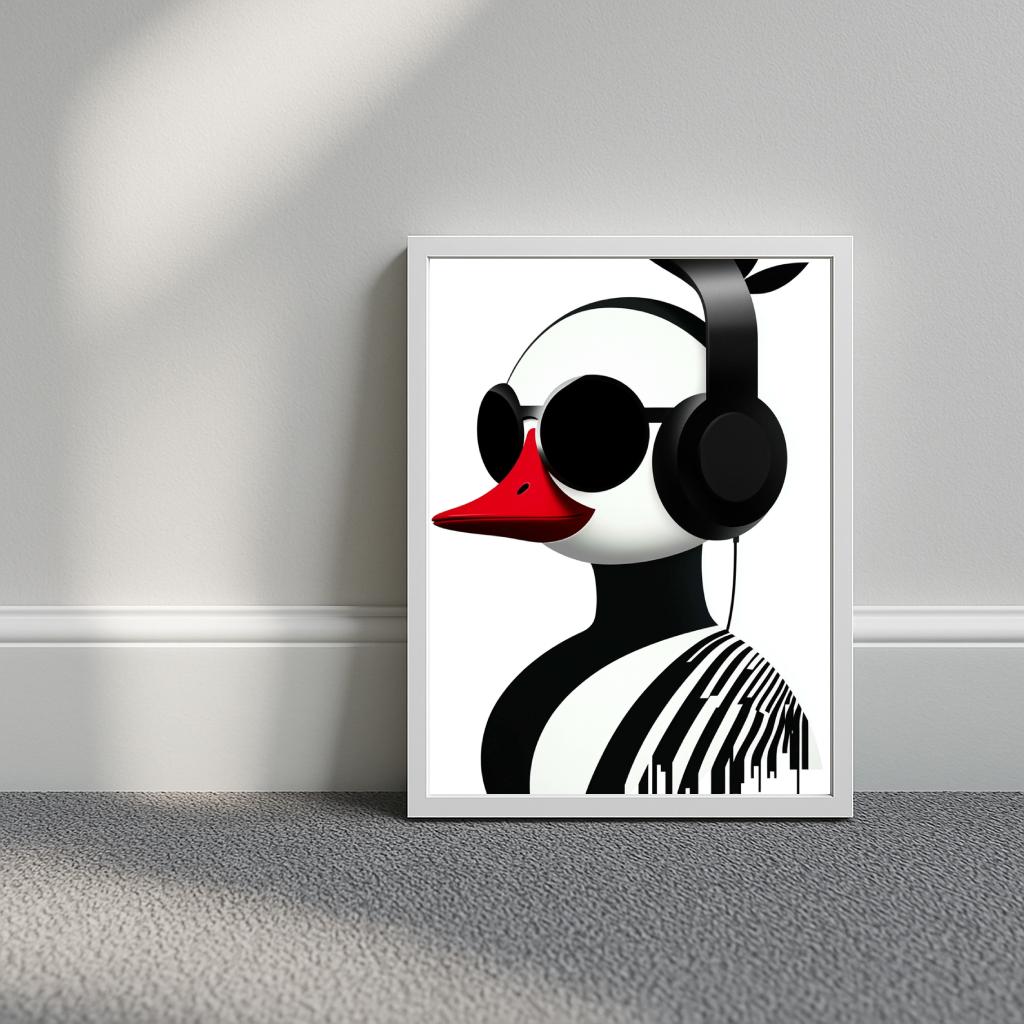 Bird Headphone Minimalist poster sfeerbeeld 3