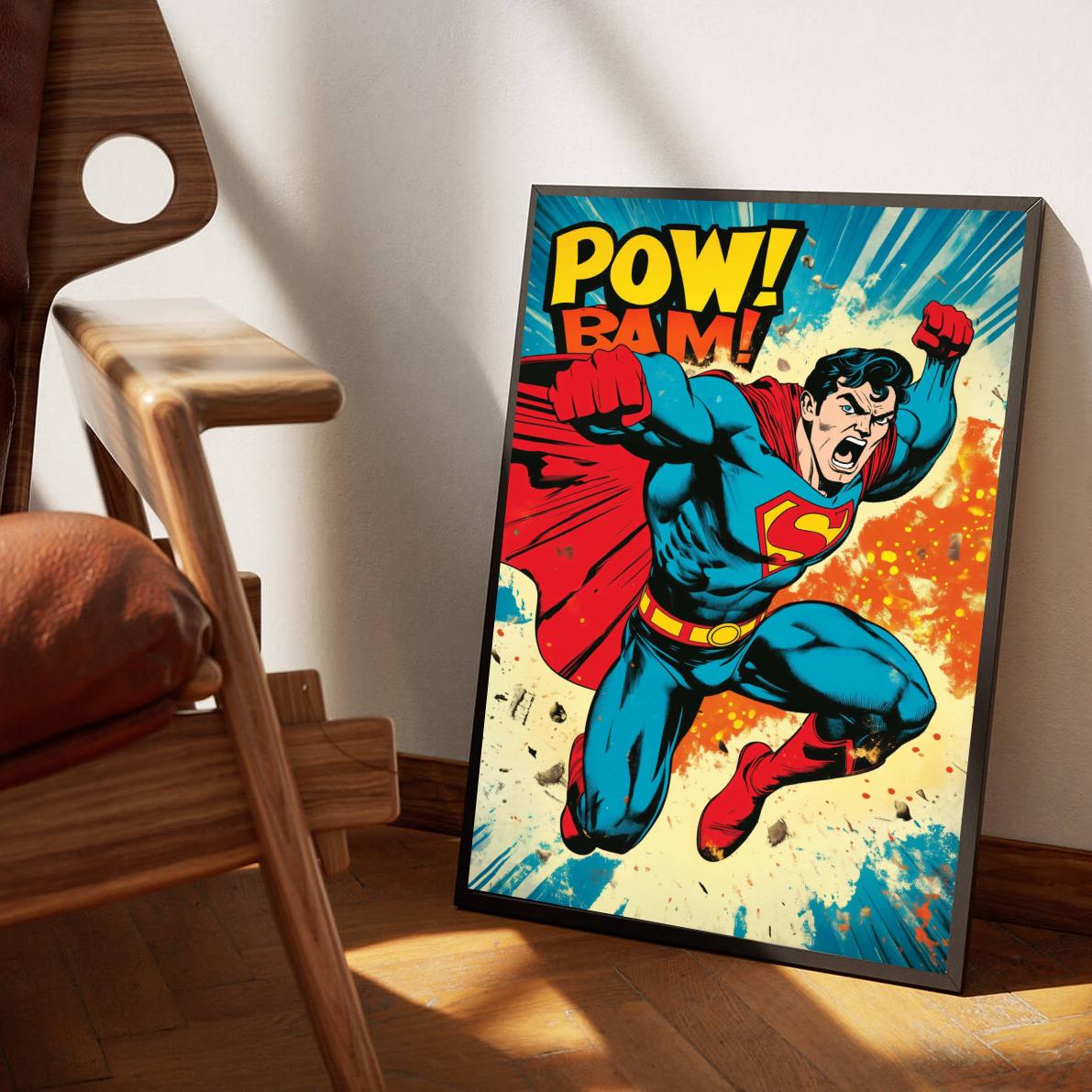 Pow Bam Superman dans un intérieur