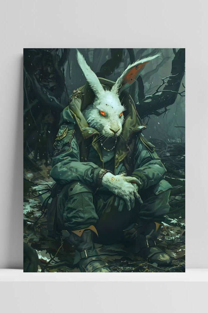 Punk Konijn op 3mm aluminium dibond