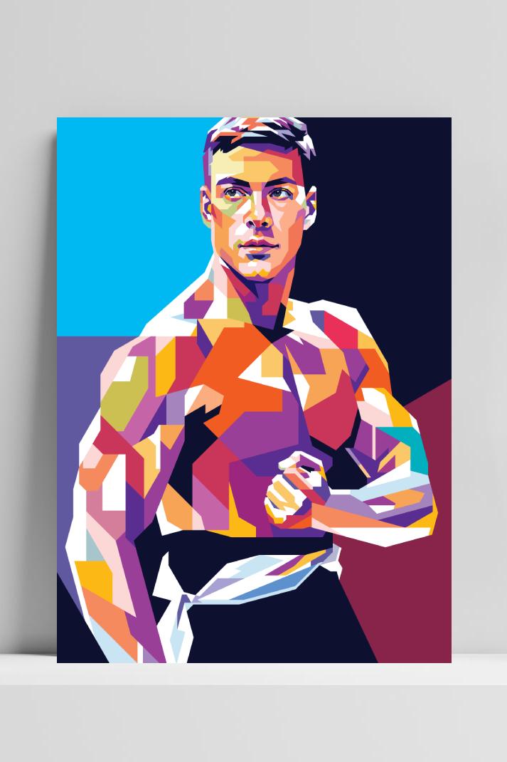 Jean Claude van Damme op 3mm aluminium dibond