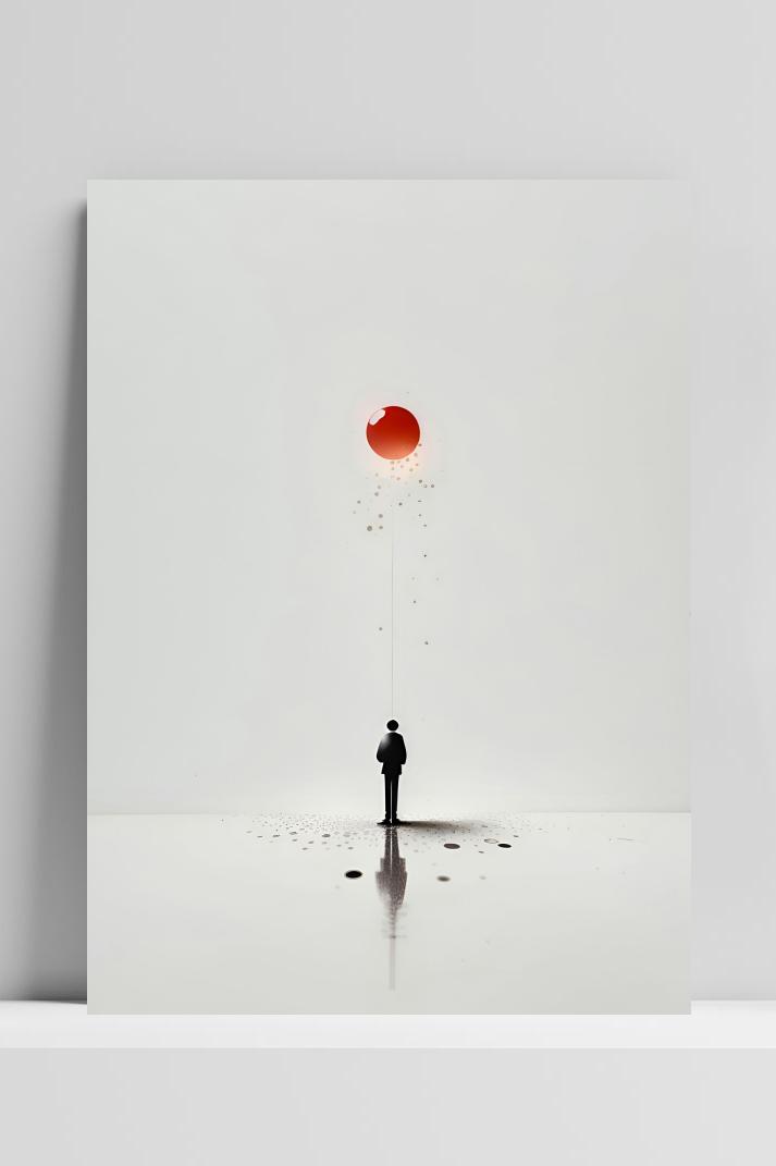Ballon Minimalistisch op 3mm aluminium dibond