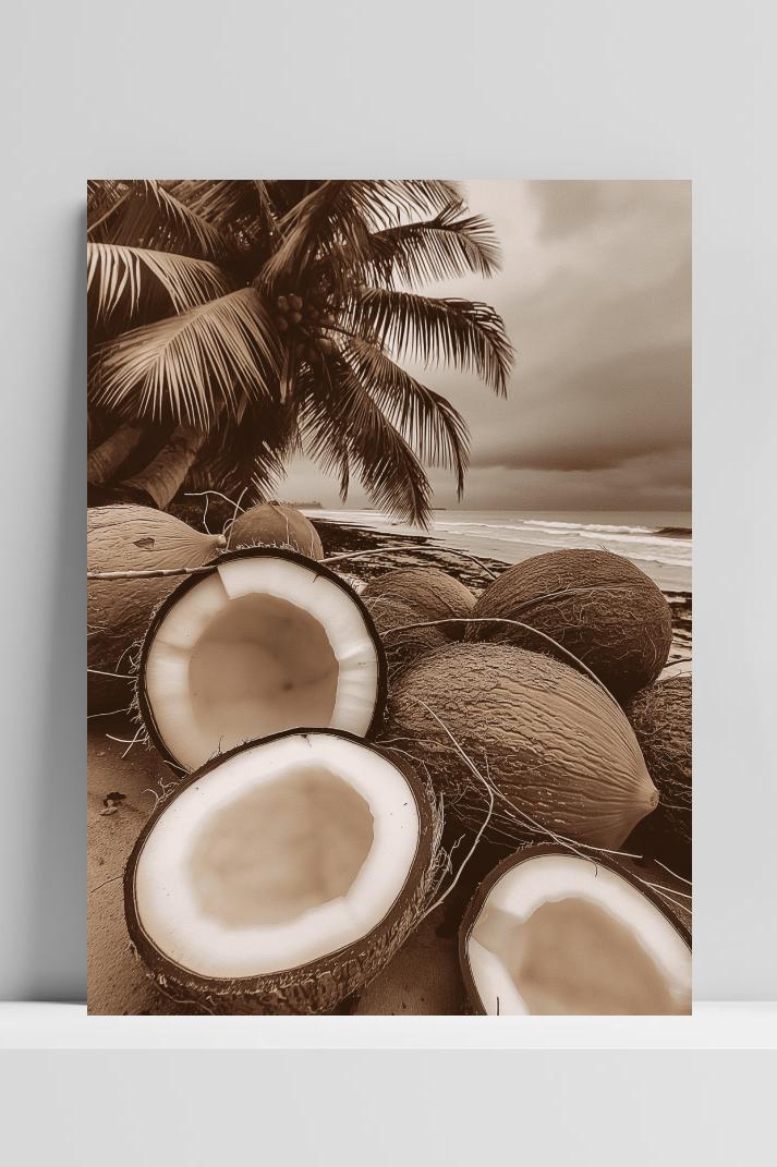 Kokosnoten Strand op 3mm aluminium dibond