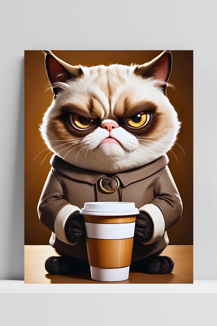 Grumpy Cat op 3mm aluminium dibond
